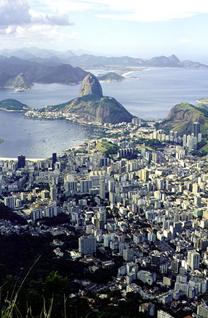 Rio de Janeiro skyline with Sugarloaf seen from Corcovado. Brazil.