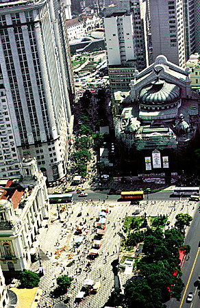Overview of the domed opera, neoclassical City Hall, and the convent (top of St.), Rio de Janeiro. Brazil.