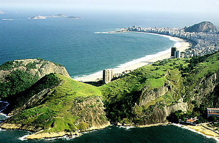 Coastline of Copacabana as seen from Sugarloaf, Rio de Janeiro. Brazil.