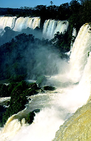 Multiple curtain-like falls of Iguaçu Falls. Brazil.