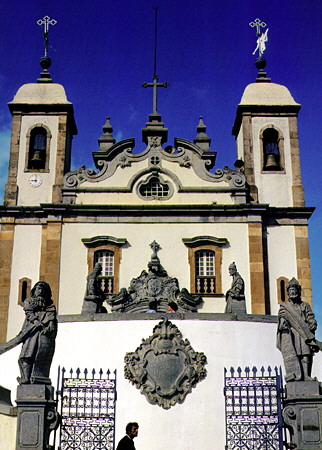 Prophet sculptures by Aleijadinho in front of Basílica de Bom Jesus, Congonhas. Brazil.