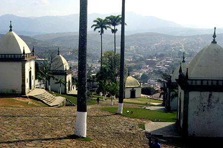 View of Congonhas countryside and city from Basílica de Bom Jesus. Brazil.