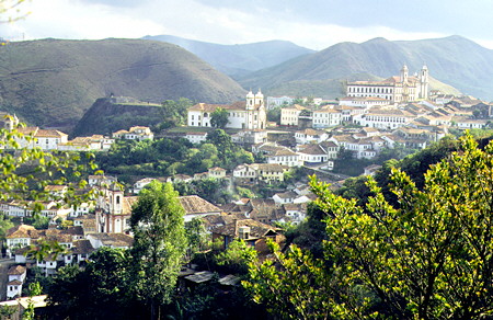 View of Ouro Prêto, a hillside gold rush town which was once bigger than New York City. Brazil.