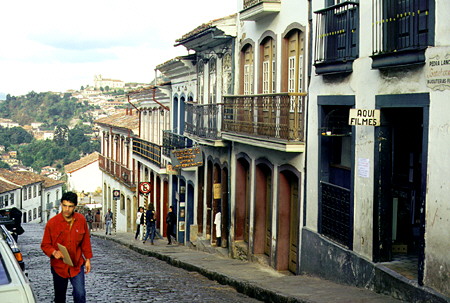 Hillside street in the once wealthy gold rush town of Ouro Prêto. Brazil.