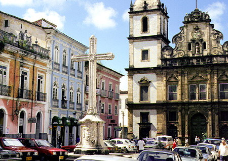 São Francisco church and surrounding heritage buildings in Salvador. Brazil.