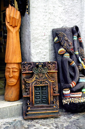 Wooden carvings for sale in Salvador. Brazil.