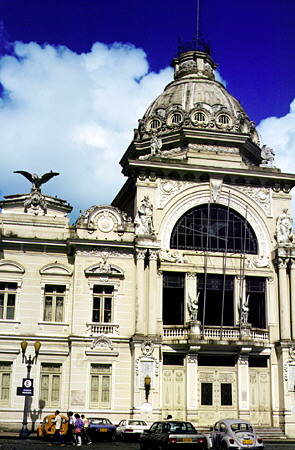 Heritage commercial building in Salvador. Brazil.