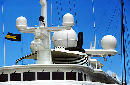 Domes of private yacht named Tatoosh. Nassau, The Bahamas.