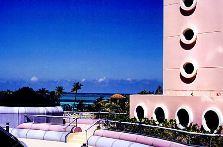 Modern architecture of Marriott Resort on Cable Beach. The Bahamas.