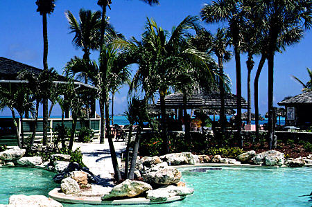 Pool of Nassau Beach Hotel on Cable Beach. The Bahamas.