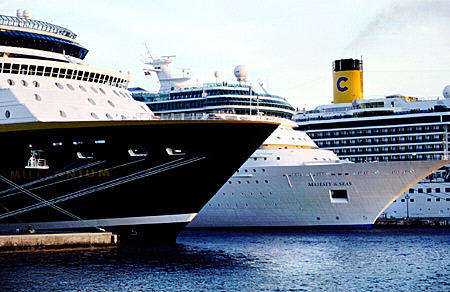 Cruise ships Millennium and Majesty of the Seas. Nassau, The Bahamas.