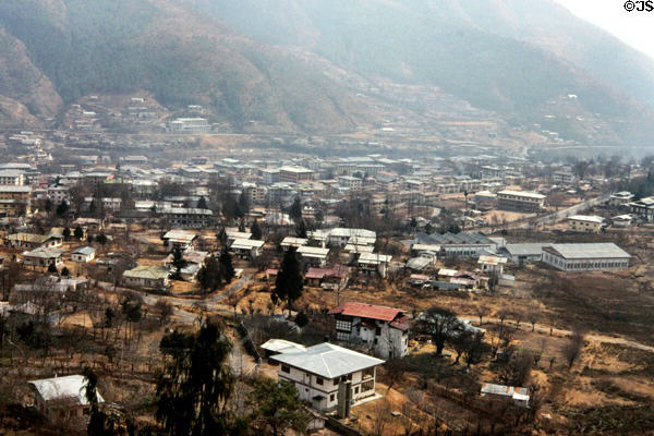 Overview of Thimpu seen from Chang Gangkha Lhakhang. Bhutan.