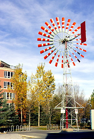 Windmill sculpture at Eau Claire Market. Calgary, AB.