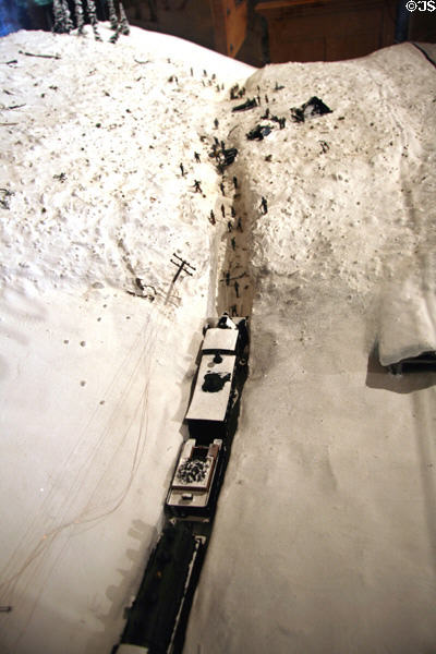 Model of snow plow through Rogers Pass at Glacier National Park Visitor Center. BC.