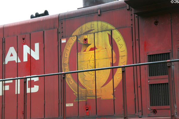 Canadian Pacific logo on container train. Revelstoke, BC.