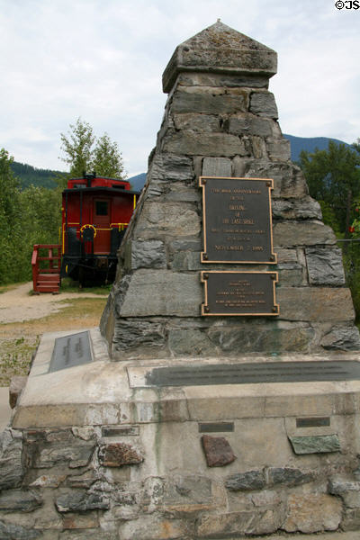 Monument at site of last spike for Canadian Pacific Railway (Nov. 7, 1885). Craigellachie, BC.
