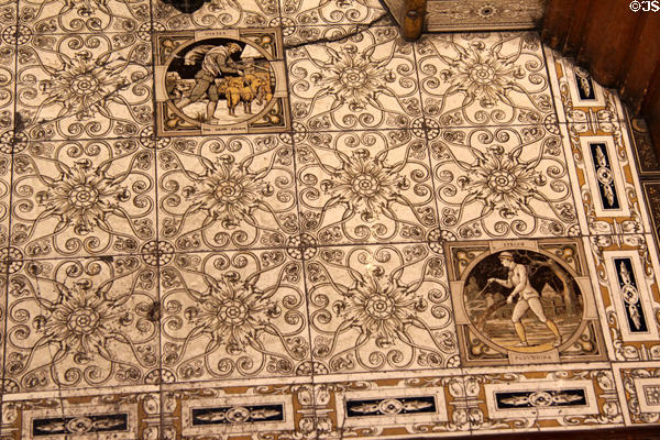 Tiles with inserts of seasons at Art Gallery of Greater Victoria. Victoria, BC.