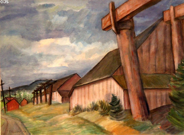 Indian Reservation, Cowichan painting (1941) by Jack Shadbolt at Art Gallery of Greater Victoria. Victoria, BC.