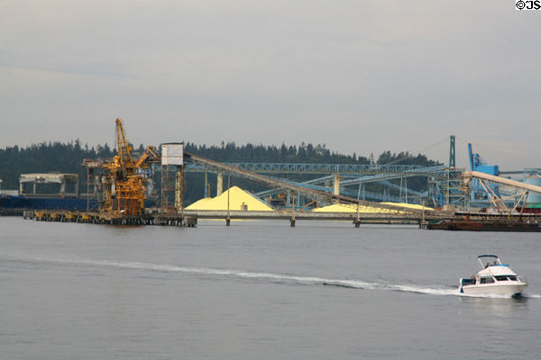 Bulk sulfur conveyor belts at North Vancouver. Vancouver, BC.