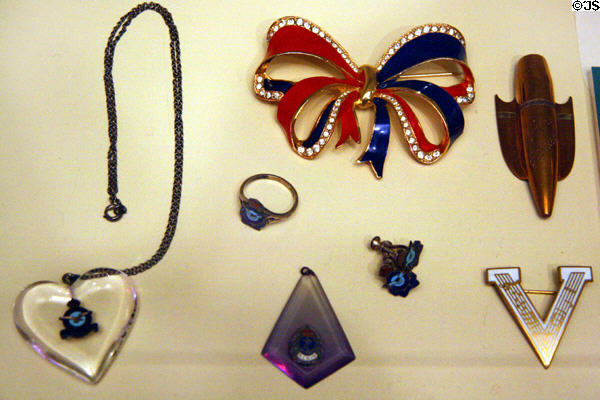 Sweetheart jewelry from WWII at Vancouver Museum. Vancouver, BC.