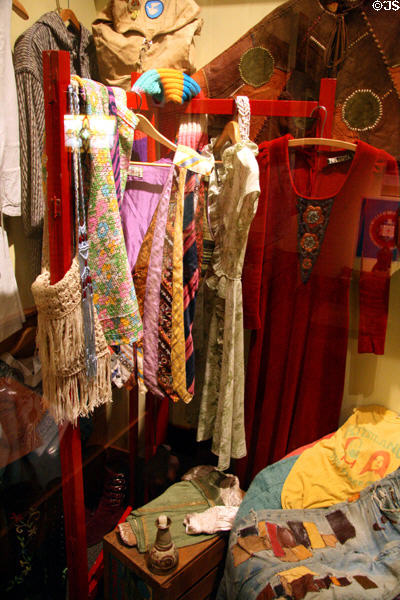 1960s hippy clothing at Vancouver Museum. Vancouver, BC.
