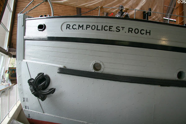 Prow of RCMP St. Roch at Vancouver Maritime Museum. Vancouver, BC.