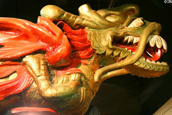 Mythical monster figurehead from HMS Pilot at Vancouver Maritime Museum. Vancouver, BC.