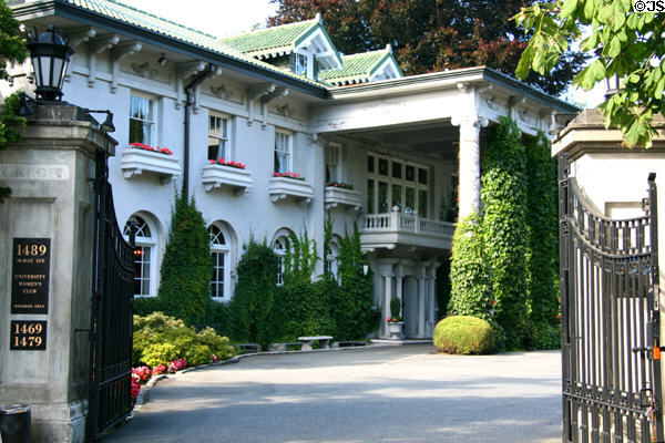 Alexander Duncan McRae mansion (Hycroft) (1912) (1489 McRae Ave.) (now University Women's Club) in Shaughnessy neighbourhood. Vancouver, BC. Style: Neo-Classical Revival. Architect: Thomas Hooper.