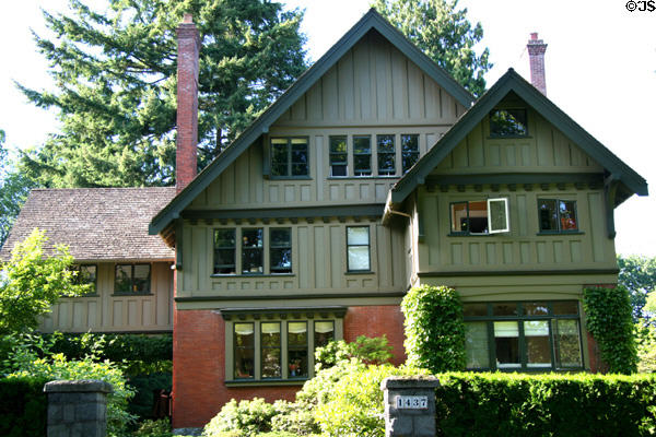 Dissette House (1912) (1437 Matthews Ave.) in Shaughnessy neighbourhood. Vancouver, BC. Style: Tudor Revival.
