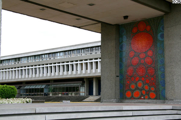 Mosaic mural on Academic Quadrangle of Simon Fraser University. Vancouver, BC.