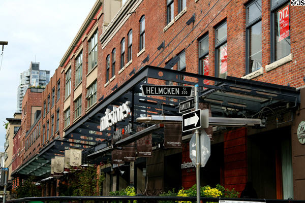 Yaletown heritage buildings along Hamilton St. Vancouver, BC.