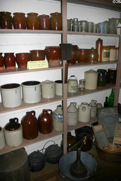 Pottery jugs, the packaging of its day, at Barbours General Store museum. Saint John, NB.