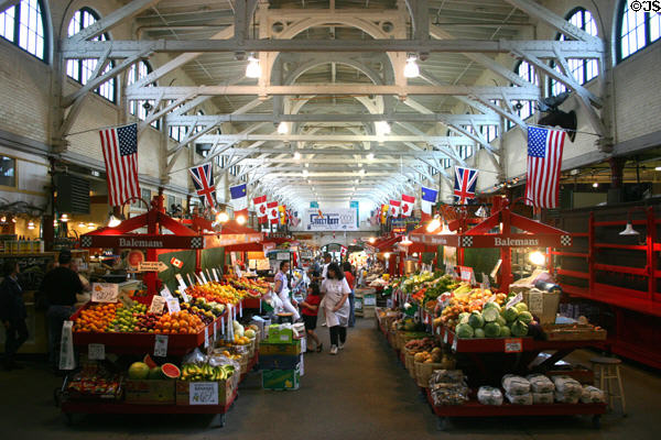 Inside City Market fruit & vegetable stands. Saint John, NB.