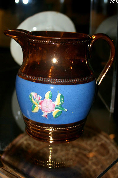 British lusterware jug (c1845) at New Brunswick Museum. Saint John, NB.