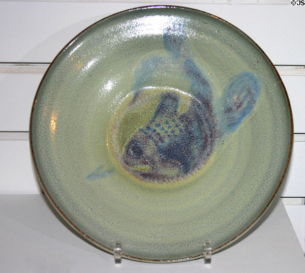 Canadian hand-painted stoneware plate (1937) at New Brunswick Museum. Saint John, NB.