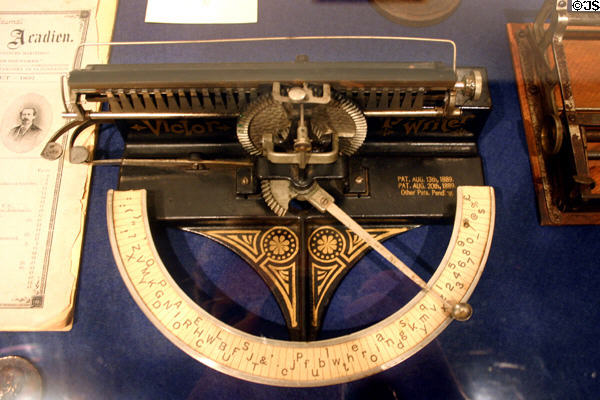 Victor typewriter with lever instead of keys (c1889) at Fort Beauséjour museum. NB.