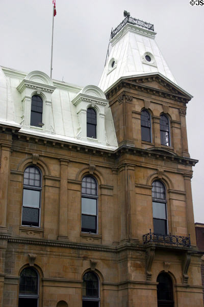 Corner tower of NB Legislature. Fredericton, NB.