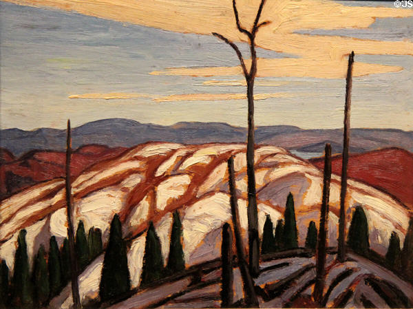 Lake Superior Country painting on board (1922) by Lawren Harris at McMichael Gallery. Kleinburg, ON.
