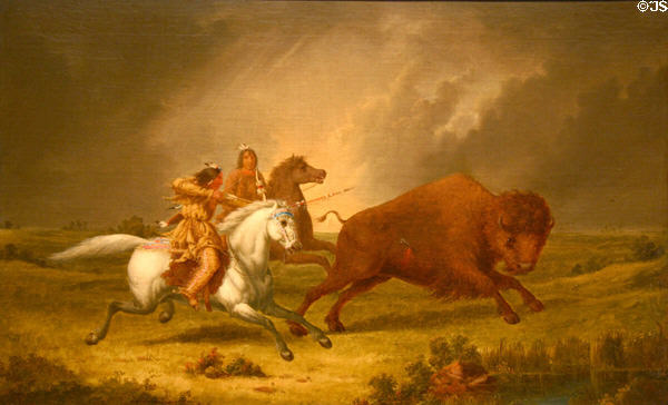Assiniboine Hunting Buffalo (c1851-6) by Paul Kane at National Gallery of Canada. Ottawa, ON.