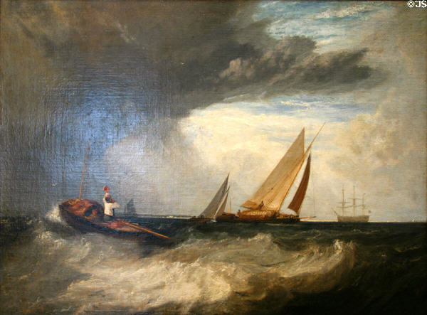 Shoeburyness Fishermen Hailing a Whitstable Hoy (c1809 or earlier) by J.M.W. Turner at National Gallery of Canada. Ottawa, ON.
