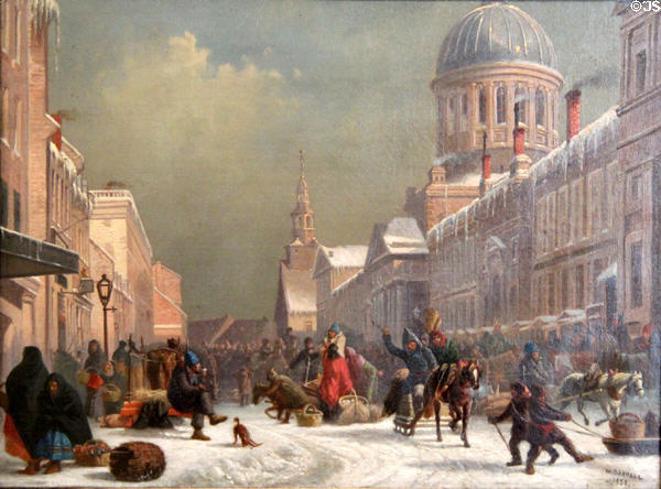 Bonsecours Market, Montreal painting (1880) by William Raphael of Montreal at National Gallery of Canada. Ottawa, ON.