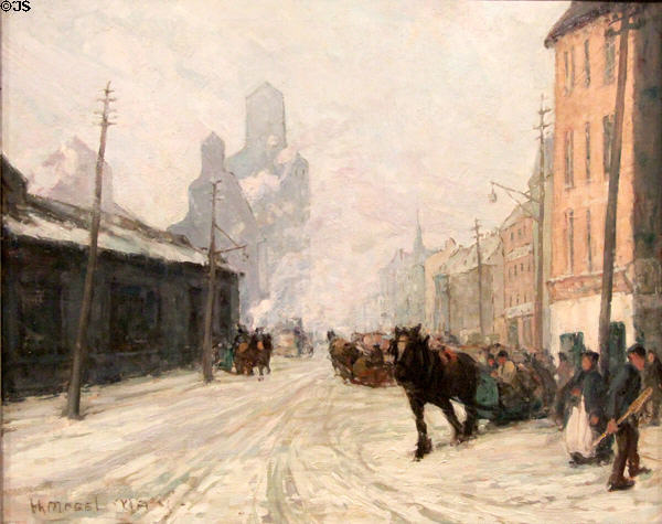Street Scene, Montreal painting (c1914) by H. Mabel May at National Gallery of Canada. Ottawa, ON.