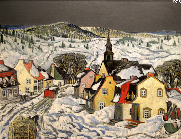Saint Urbain in Winter painting (1940-2) by Marc-Aurèle Fortin of Quebec at National Gallery of Canada. Ottawa, ON.