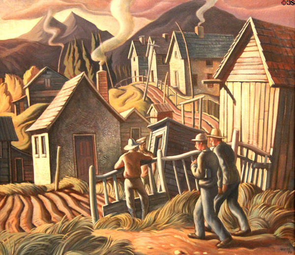 Miner's Cottages, Canmore, Alberta painting (1950) by H.G. Glyde at National Gallery of Canada. Ottawa, ON.