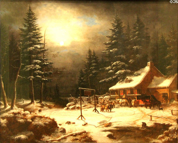 Winter Landscape painting (1851) by Cornelius Krieghoff at National Gallery of Canada. Ottawa, ON.
