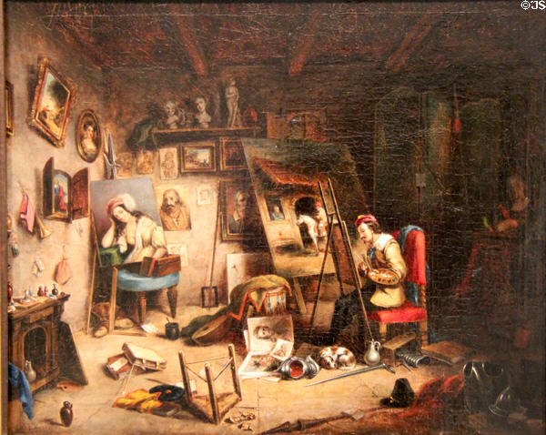 The Studio painting (c1845) by Cornelius Krieghoff at National Gallery of Canada. Ottawa, ON.