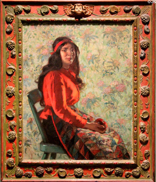 Onontaha portrait (1915) by Marc-Aurèle de Foy Suzor-Coté in carved frame at National Gallery of Canada. Ottawa, ON.