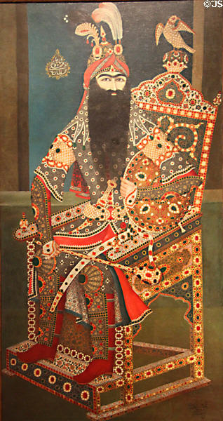 Portrait of a Fathali Shah Qajar (early 19thC) from Tehran, Iran at Aga Khan Museum. Toronto, ON.