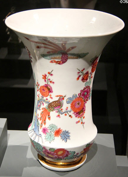 Meissen porcelain vase (c1730) painted with insects & stylized flowers in Japanese manner at Gardiner Museum. Toronto, ON.