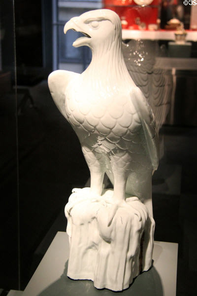 Meissen porcelain eagle sculpture (c1730s) at Gardiner Museum. Toronto, ON.